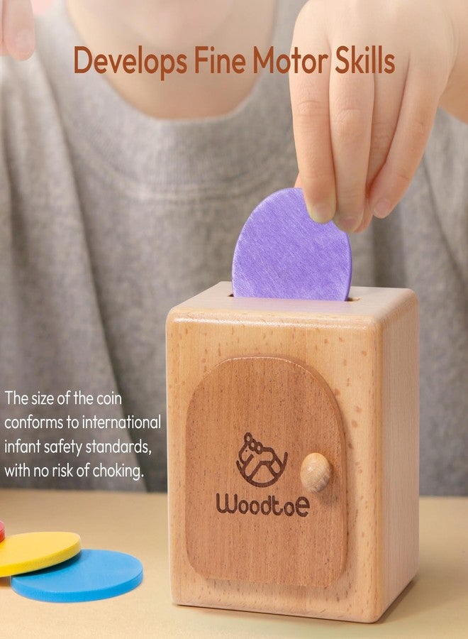 Woodtoe Montessori Coin Box for Toddlers, Montessori Toys for 1 2 3 Year Old, Fine Motor Skills Toys, Wooden Sensory Toy, Object Permanence Educational Toy, 1st One First Birthday Gift for Boys Girls - Image 3